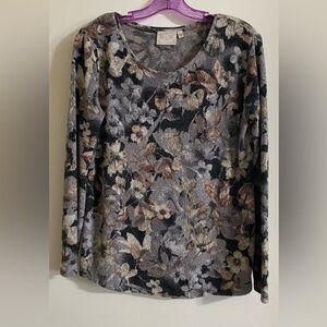 Dantelle Black and Cream Floral Long Sleeve Top